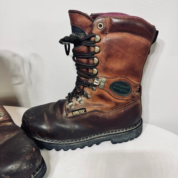 Georgia Boot Brown Leather Mid Calf Steel Toe Lace Up Gore Tex Workwear 6.5M - Picture 4 of 10